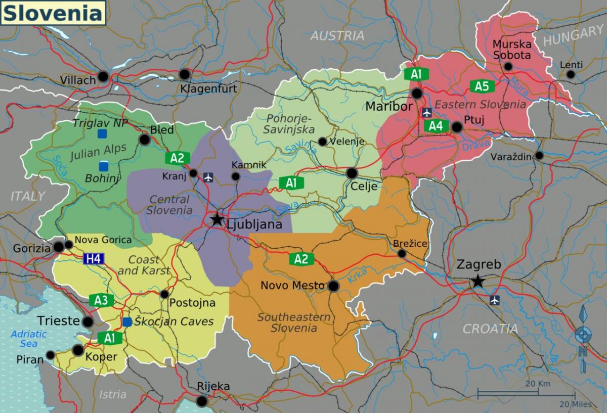 Словени улсын газрын зураг